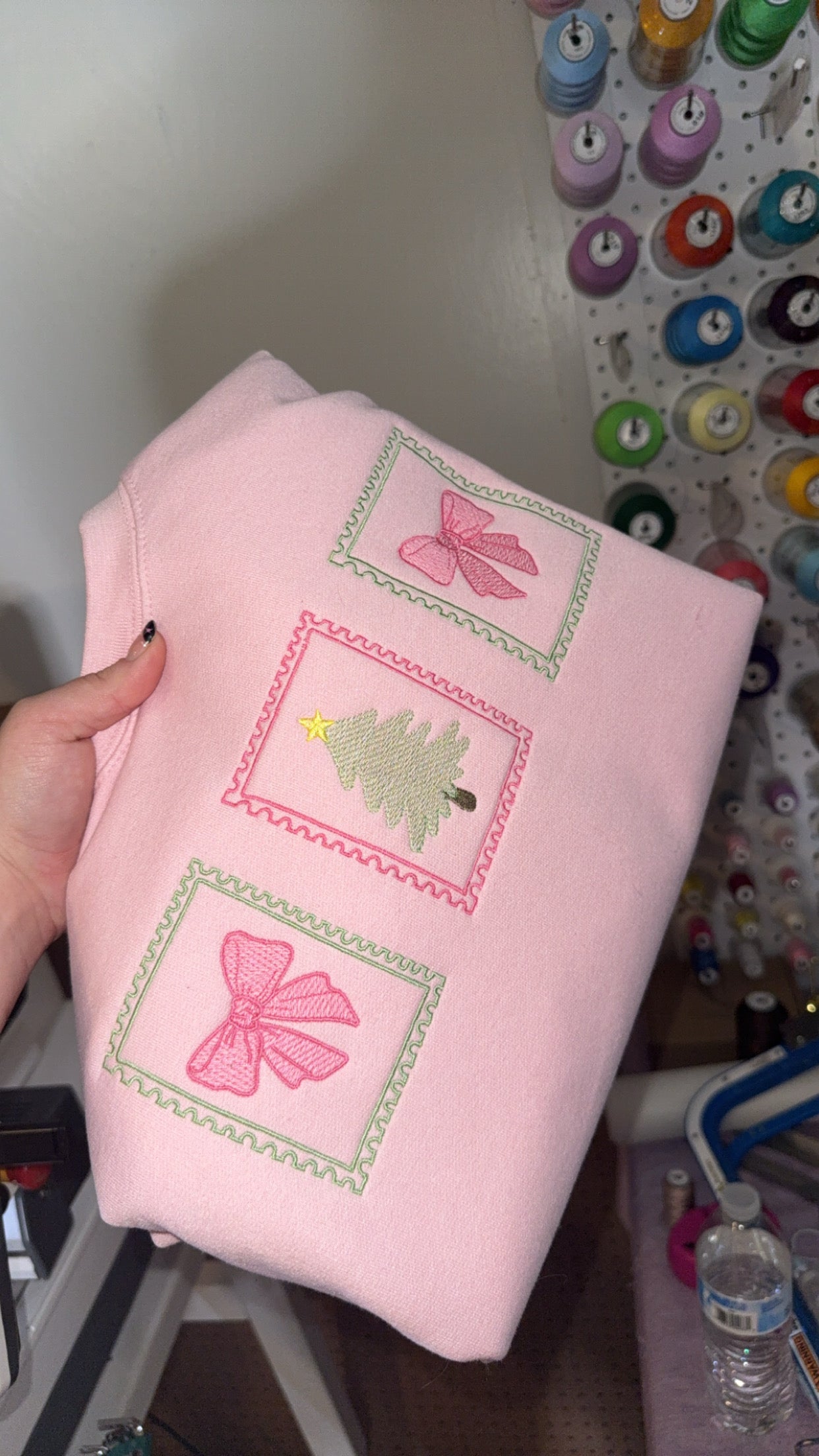 Pink Christmas Stamps sweatshirt